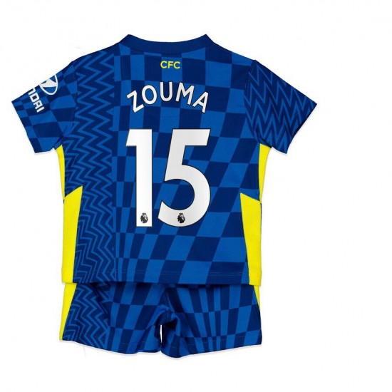Camisola Chelsea Kurt Zouma 15 Criança Equipamento Primeiro 2021-2022 Manga Curta